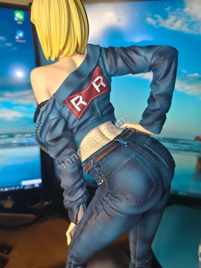 44cm (17.3") Realistic Denim Jacket Figure 1/4 Scale Blonde Short Hair Statue - Image 2