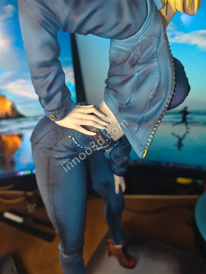 44cm (17.3") Realistic Denim Jacket Figure 1/4 Scale Blonde Short Hair Statue - Image 5