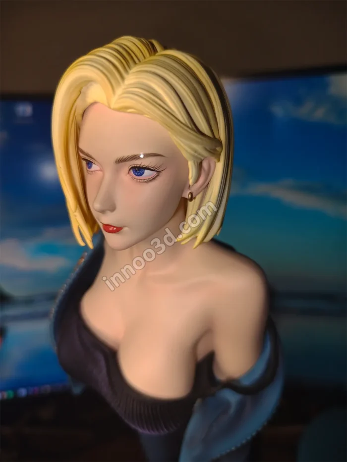 44cm (17.3") Realistic Denim Jacket Figure 1/4 Scale Blonde Short Hair Statue - Image 3